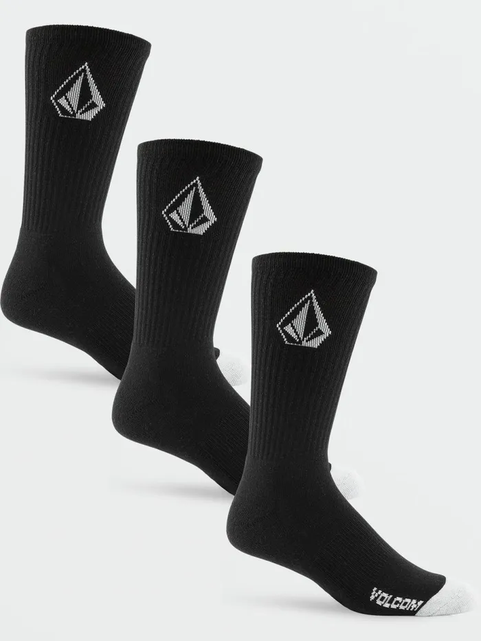 Mens Socks Volcom Full Stone Socks 3 Pack 8211 Black