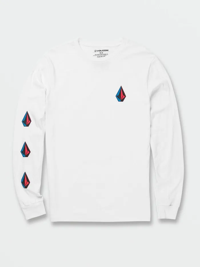 Mens TShirts and Tanks Volcom Iconic Stone Long Sleeve Tee 8211 White