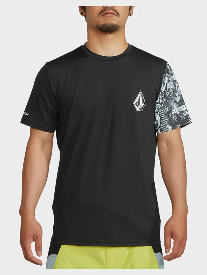 Mens TShirts and Tanks Volcom Japan Collage Short Sleeve Rashguard 8211 Black