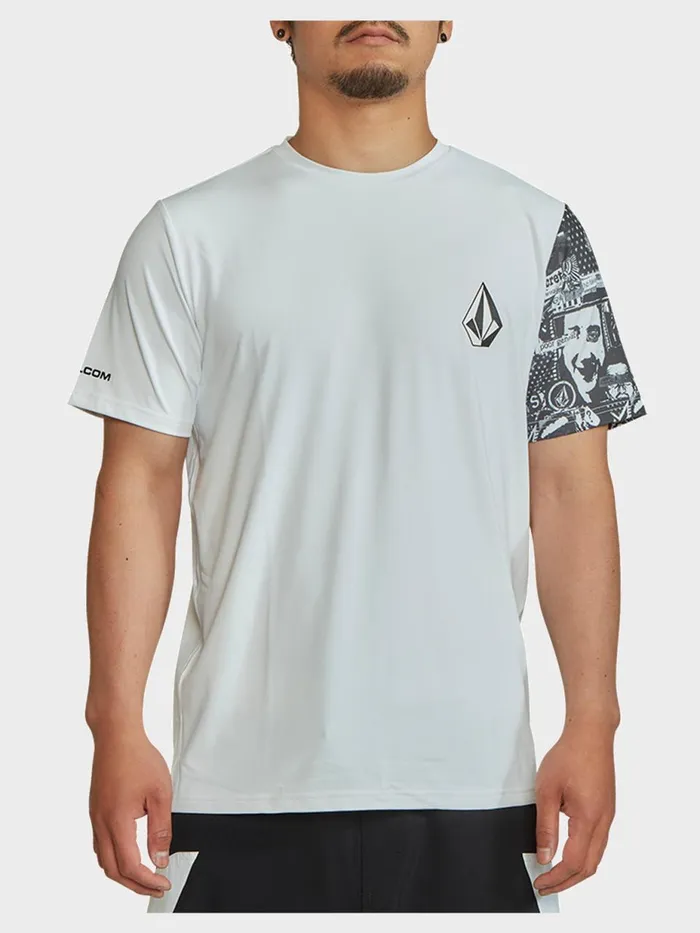Mens TShirts and Tanks Volcom Japan Collage Short Sleeve Rashguard 8211 White Mens TShirts and Tanks Volcom Japan Collage Short Sleeve Rashguard 8211 White