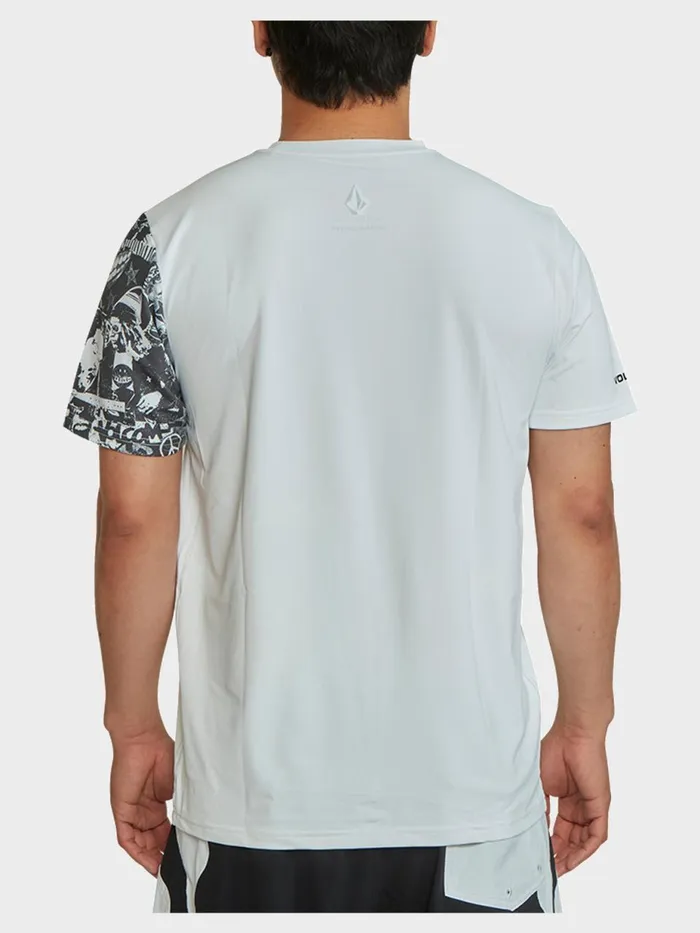 Mens TShirts and Tanks Volcom Japan Collage Short Sleeve Rashguard 8211 White Mens TShirts and Tanks Volcom Japan Collage Short Sleeve Rashguard 8211 White