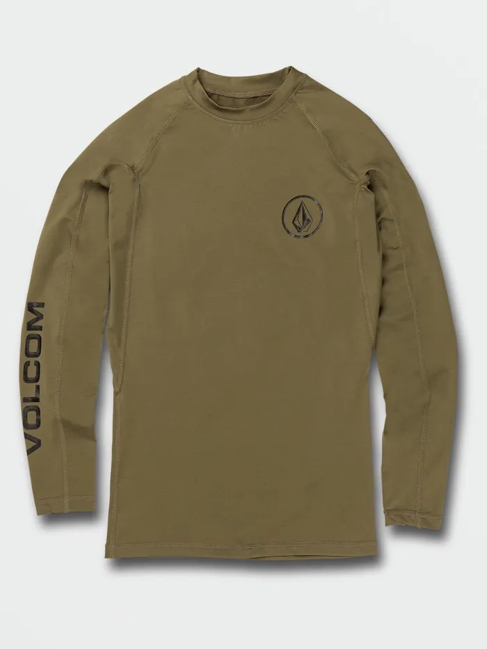 Mens TShirts and Tanks Volcom Lido Solid Long Sleeve UPF 50 Rashguard 8211 Military