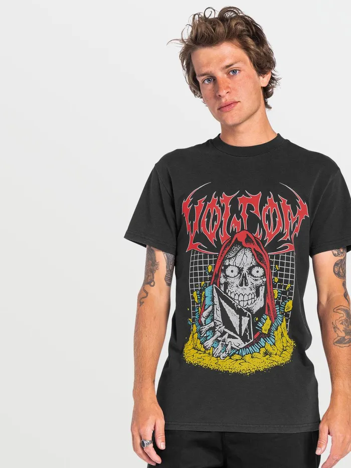 Mens TShirts and Tanks Volcom Skate Vitals Crypt Ripper Short Sleeve Tee 8211 Black
