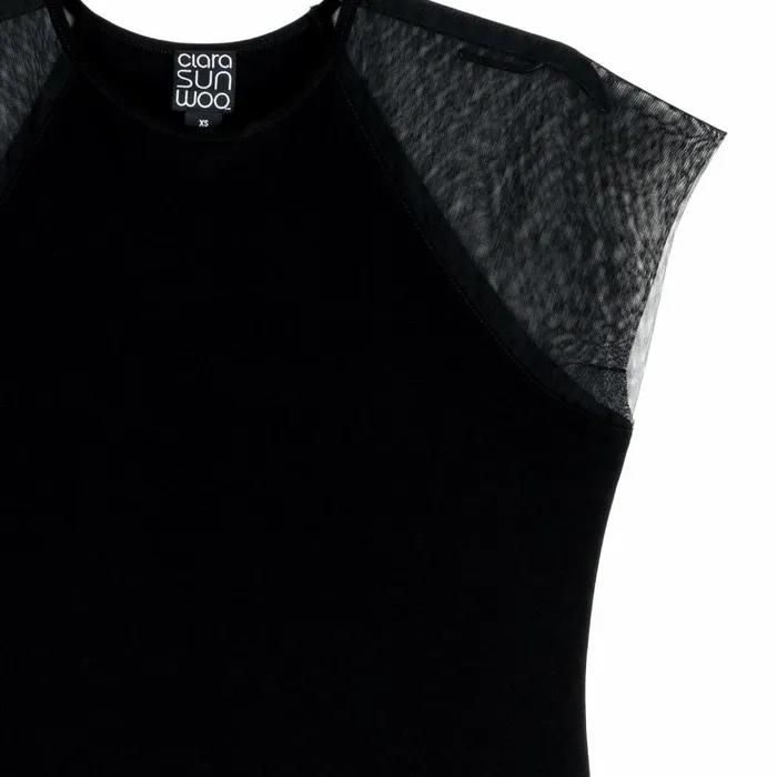 Mesh Cap Sleeve Top 8211 Black Women Clara Sunwoo Spring Collection