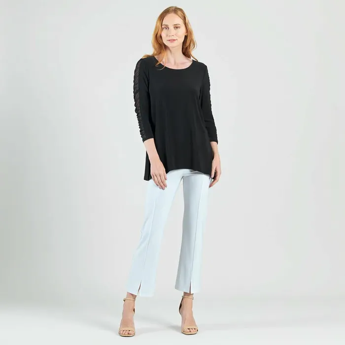Mesh Sleeve Side Vent Tunic 8211 Black Women Clara Sunwoo Spring Collection
