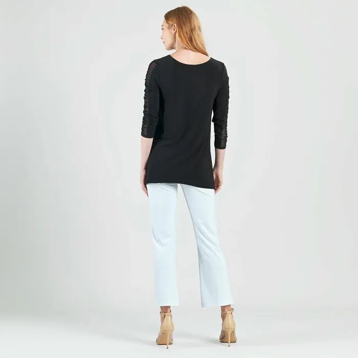 Mesh Sleeve Side Vent Tunic 8211 Black Women Clara Sunwoo Spring Collection