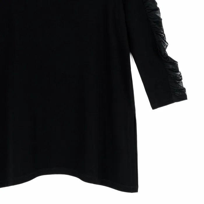 Mesh Sleeve Side Vent Tunic 8211 Black Women Clara Sunwoo Spring Collection