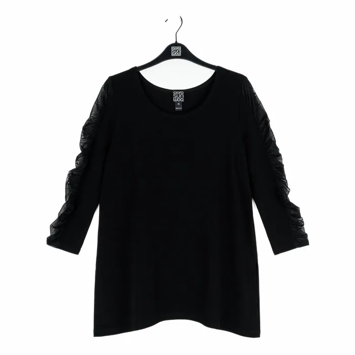 Mesh Sleeve Side Vent Tunic 8211 Black Women Clara Sunwoo Spring Collection