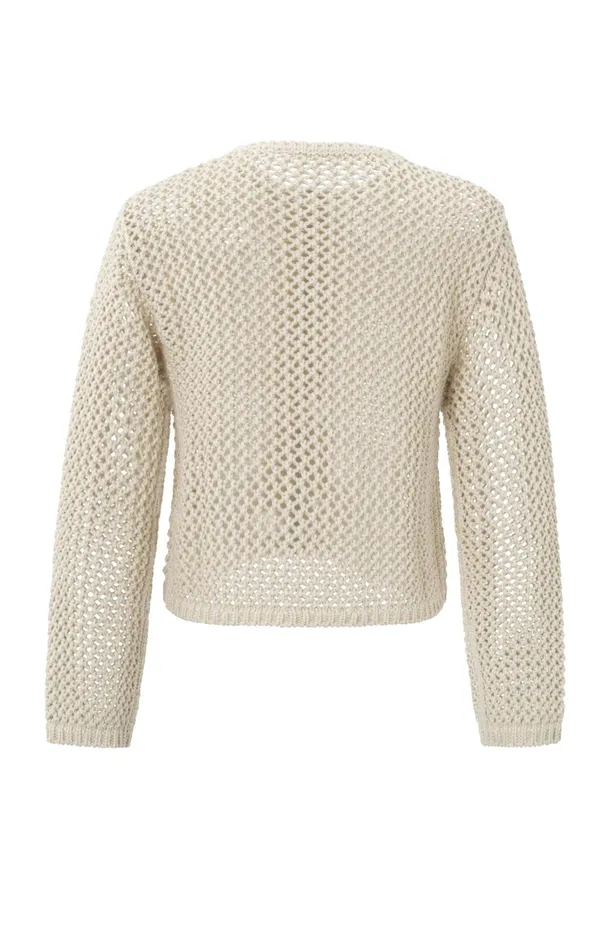 Mesh Stitch Cardigan With Zipper And Regular Fit Summer Sand Women YAYA Cardigans Mesh Stitch Cardigan With Zipper And Regular Fit Summer Sand Women YAYA Cardigans