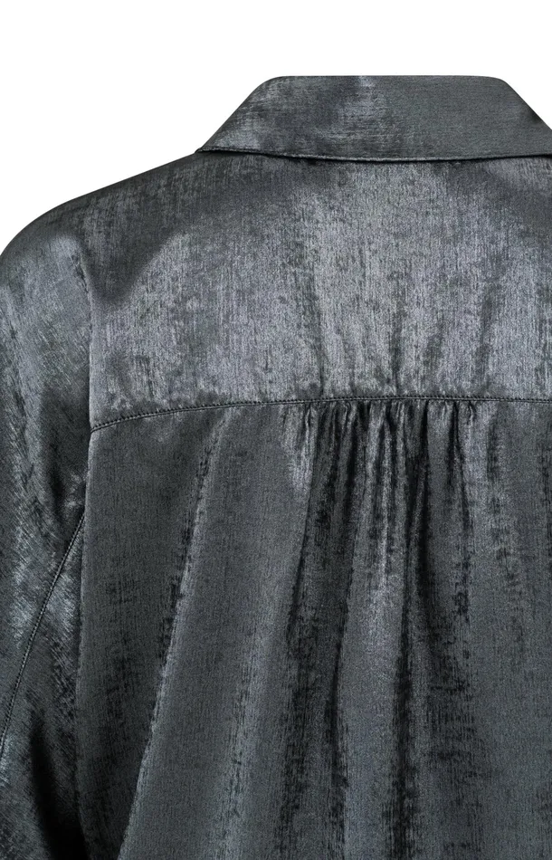 Metallic Blouse With Threequarter Batwing Sleeves Dark Metal Grey Women YAYA Blouses Metallic Blouse With Threequarter Batwing Sleeves Dark Metal Grey Women YAYA Blouses
