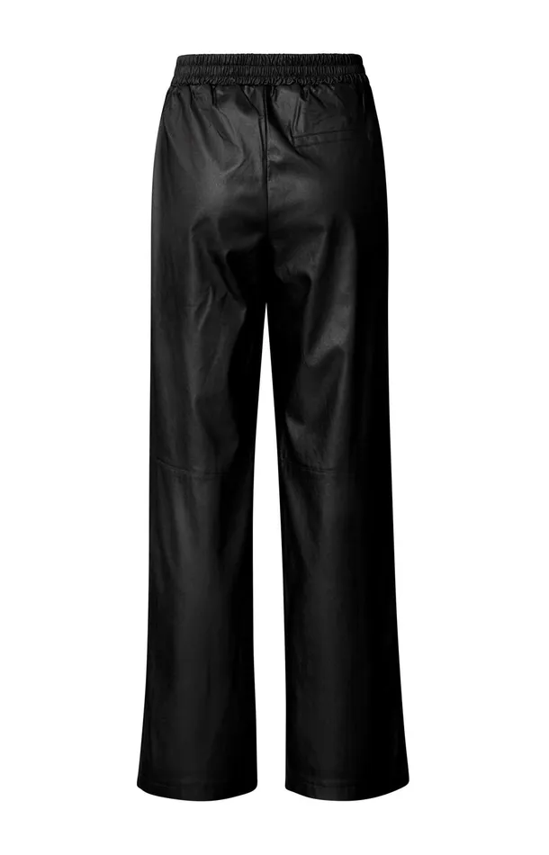 Metallic Faux Leather Pants With Wide Legs And Regular Fit Black Women YAYA Trousers Metallic Faux Leather Pants With Wide Legs And Regular Fit Black Women YAYA Trousers