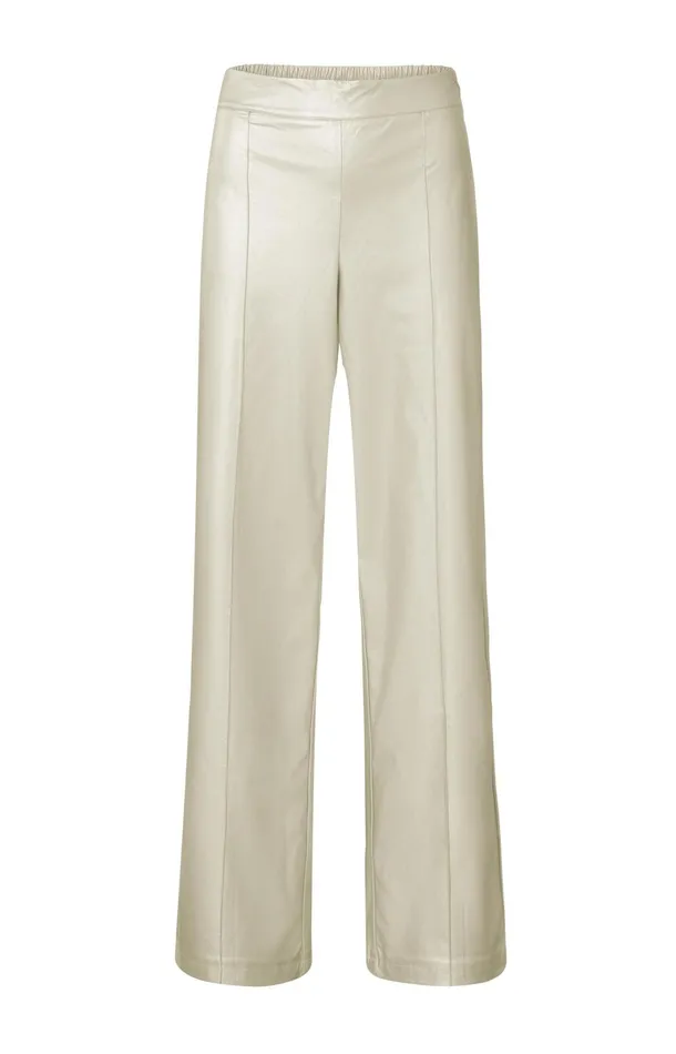 Metallic Faux Leather Pants With Wide Legs And Regular Fit Metallic Gold Women YAYA Trousers Metallic Faux Leather Pants With Wide Legs And Regular Fit Metallic Gold Women YAYA Trousers