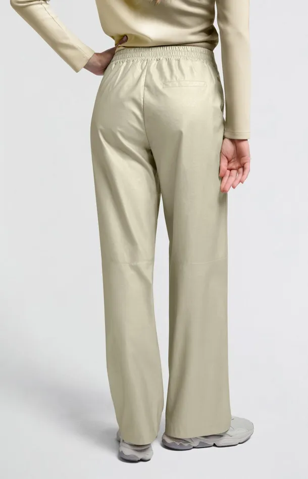 Metallic Faux Leather Pants With Wide Legs And Regular Fit Metallic Gold Women YAYA Trousers Metallic Faux Leather Pants With Wide Legs And Regular Fit Metallic Gold Women YAYA Trousers