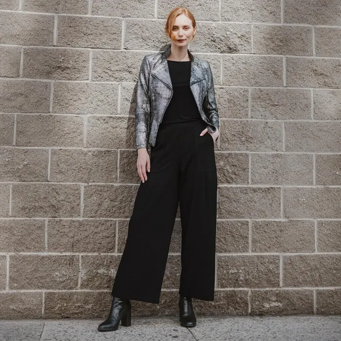 Metallic Liquid Leather Textured Biker Jacket 8211 Gunmetal Silver Women Clara Sunwoo Jackets Cardigans