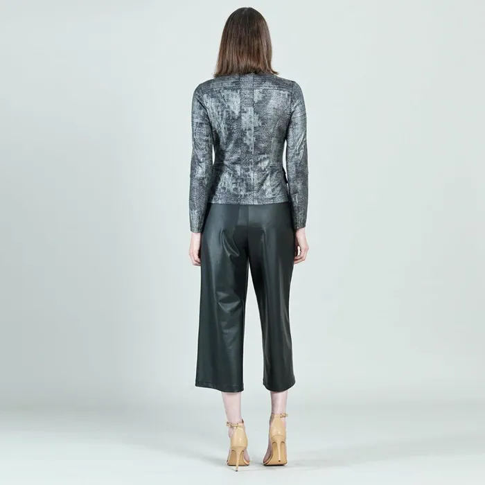 Metallic Liquid Leather Textured Biker Jacket 8211 Gunmetal Silver Women Clara Sunwoo Jackets Cardigans