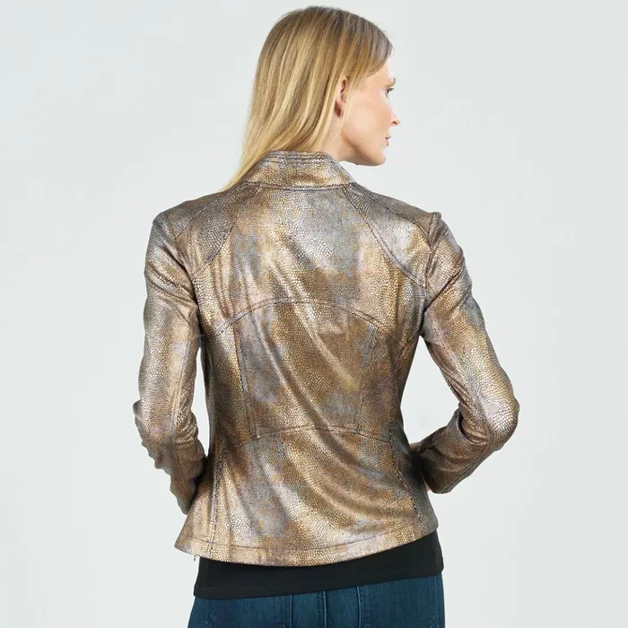 Metallic Liquid Leather Textured Signature Jacket 8211 Copper Women Clara Sunwoo Jackets Cardigans