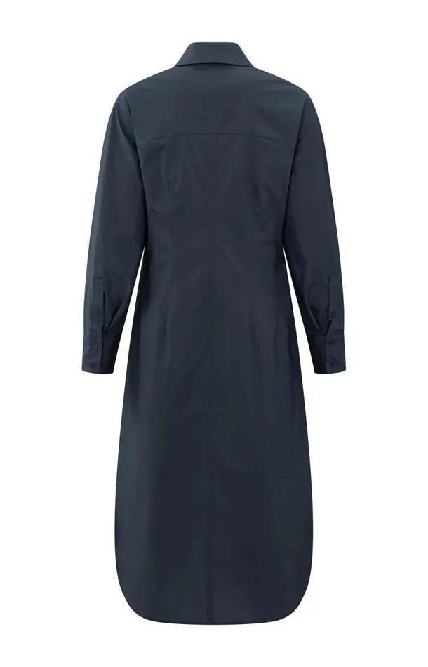 Midi Shirt Dress With Buttons Collar And Long Sleeves Outer Space Blue Women YAYA Dresses Midi Shirt Dress With Buttons Collar And Long Sleeves Outer Space Blue Women YAYA Dresses