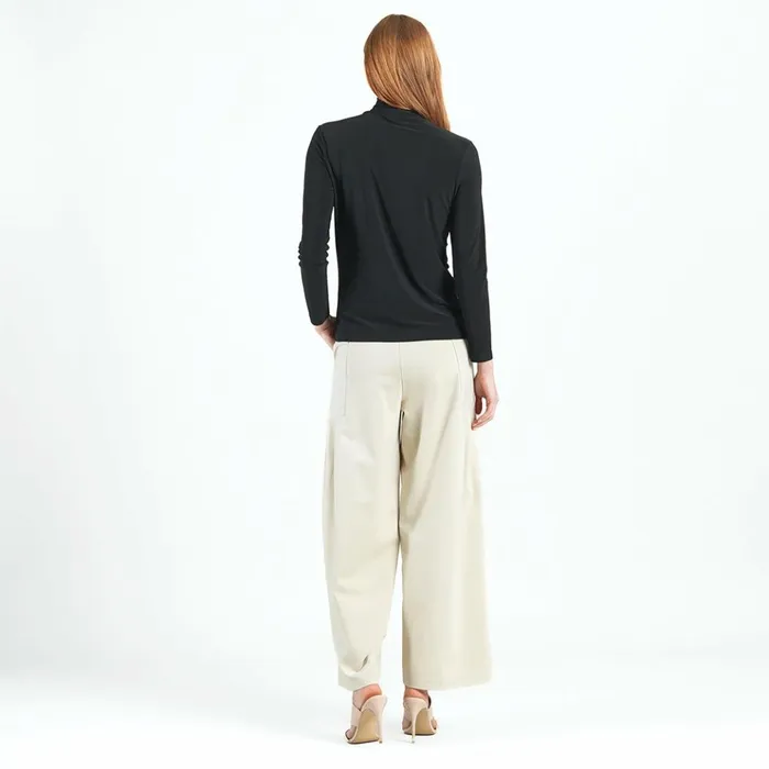 Mock Neck Pleated Detail Top 8211 Black Women Clara Sunwoo Tops Tunics