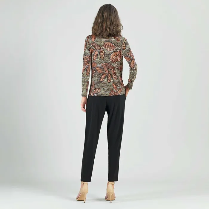 Mock Neck Pleated Detail Top 8211 Mosaic Leaves Women Clara Sunwoo Tops Tunics
