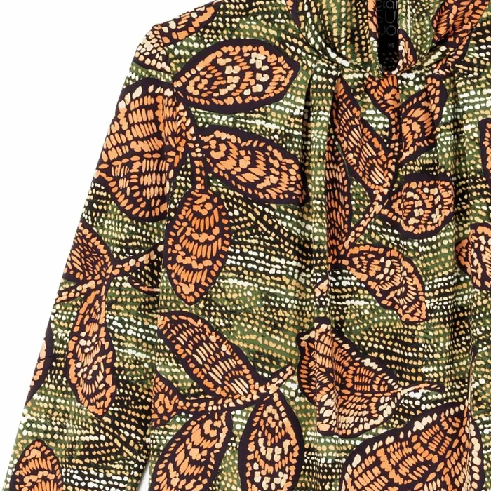 Mock Neck Pleated Detail Top 8211 Mosaic Leaves Women Clara Sunwoo Tops Tunics