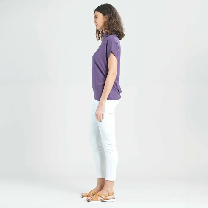Modal Cotton 8211 Funnel Neck Side Cinched Top 8211 Plum 8211 Final Sale Women Clara Sunwoo Tops Tunics