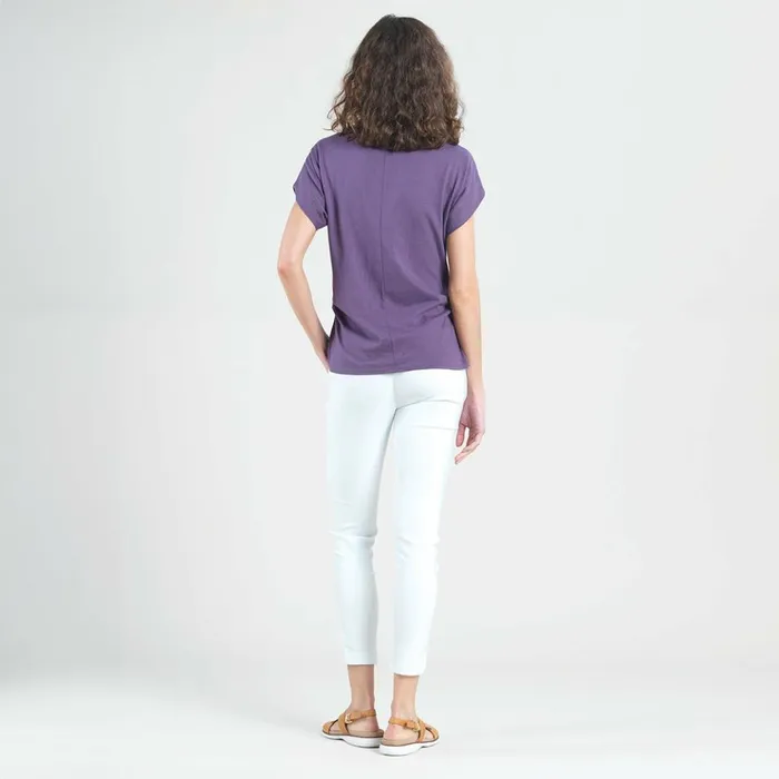 Modal Cotton 8211 Funnel Neck Side Cinched Top 8211 Plum 8211 Final Sale Women Clara Sunwoo Tops Tunics