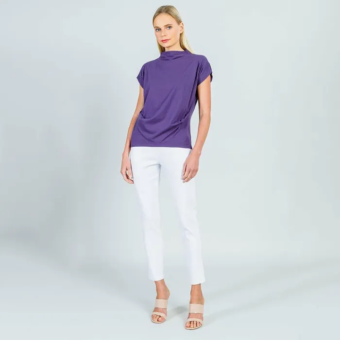 Modal Cotton 8211 Funnel Neck Side Cinched Top 8211 Plum 8211 Final Sale Women Clara Sunwoo Tops Tunics