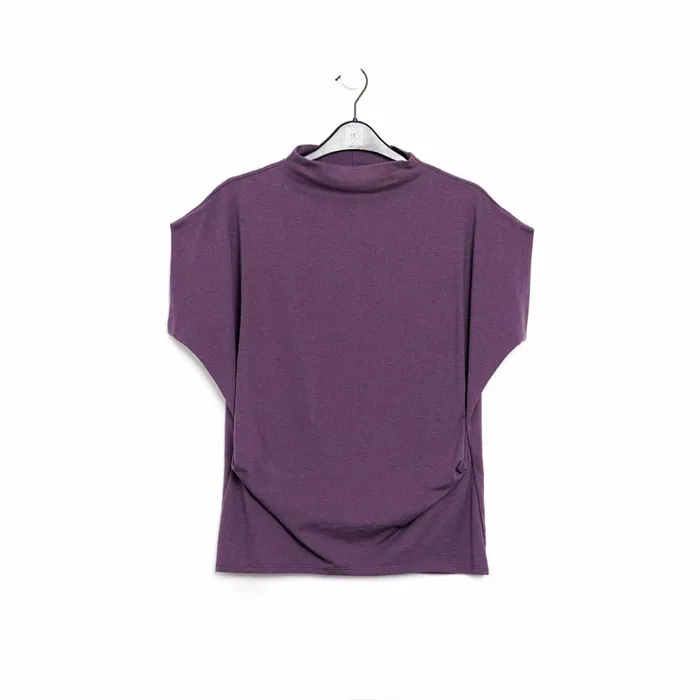 Modal Cotton 8211 Funnel Neck Side Cinched Top 8211 Plum 8211 Final Sale Women Clara Sunwoo Tops Tunics