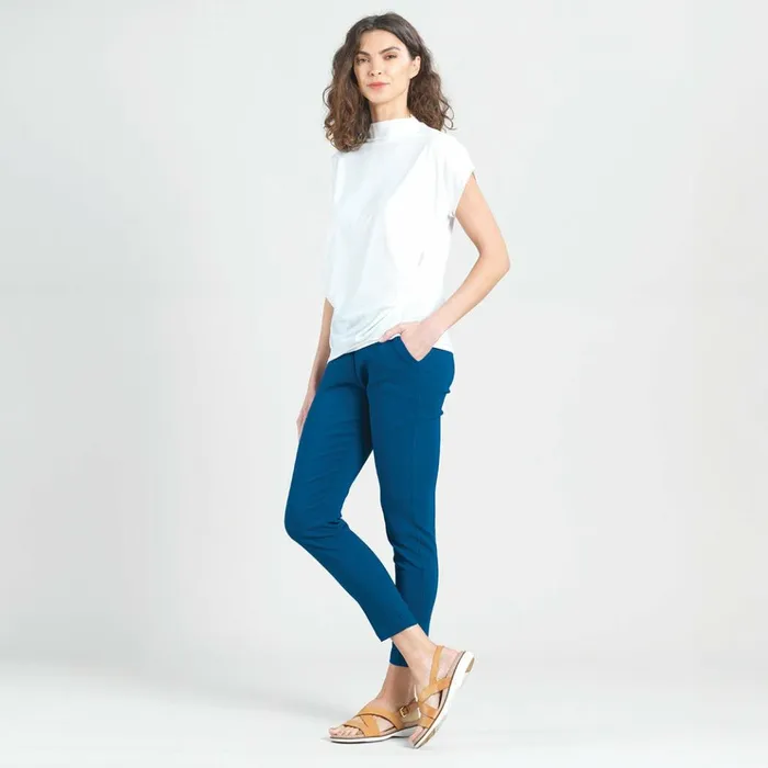Modal Cotton 8211 Funnel Neck Side Cinched Top 8211 White 8211 Final Sale Women Clara Sunwoo Tops Tunics
