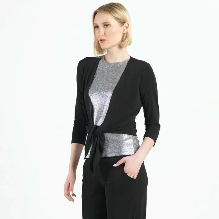 Modern Tie Front Cardigan 8211 Black Women Clara Sunwoo Jackets Cardigans