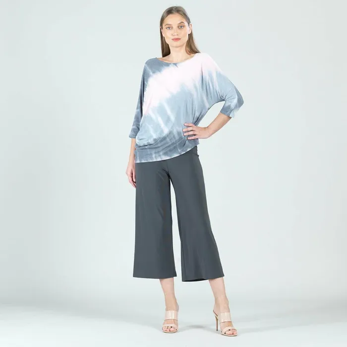 Ombre Print Half and Half Sleeve Top 8211 GreyBlush 8211 Final Sale Women Clara Sunwoo Tops Tunics