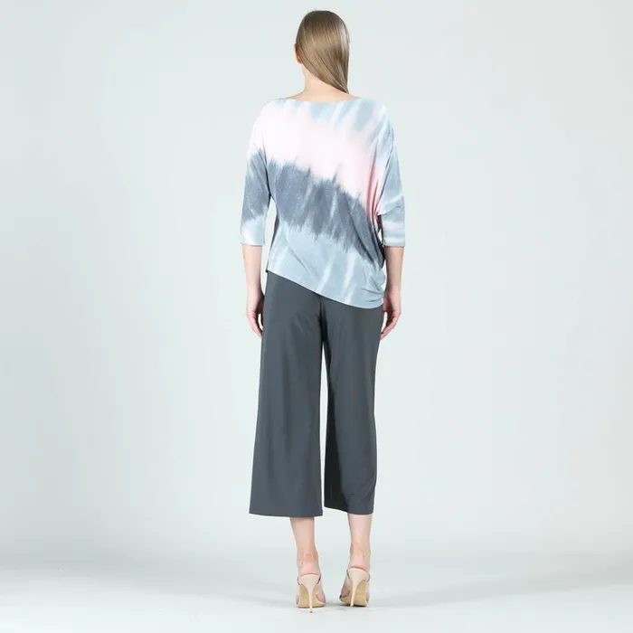 Ombre Print Half and Half Sleeve Top 8211 GreyBlush 8211 Final Sale Women Clara Sunwoo Tops Tunics