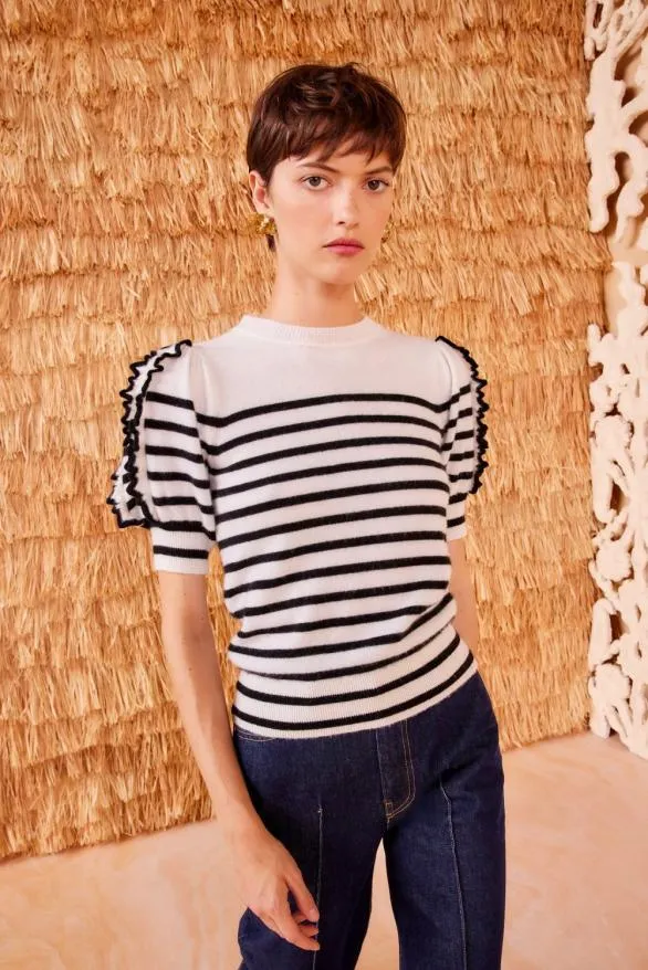 Ottilie Top Noir Stripe Women Ulla Johnson Knits