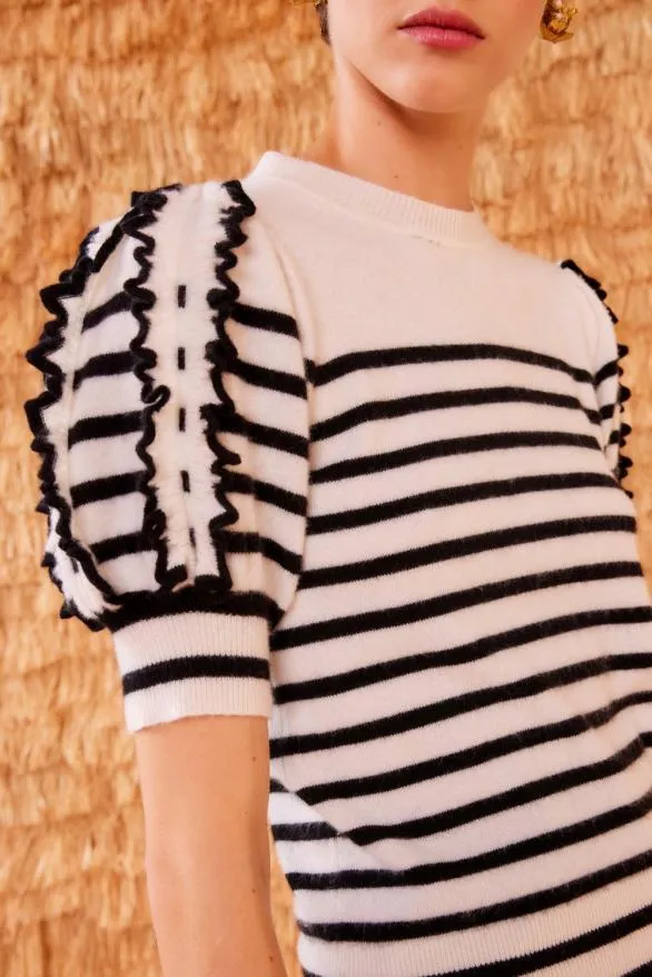 Ottilie Top Noir Stripe Women Ulla Johnson Knits Ottilie Top Noir Stripe Women Ulla Johnson Knits