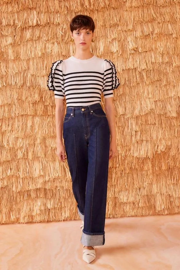 Ottilie Top Noir Stripe Women Ulla Johnson Knits Ottilie Top Noir Stripe Women Ulla Johnson Knits