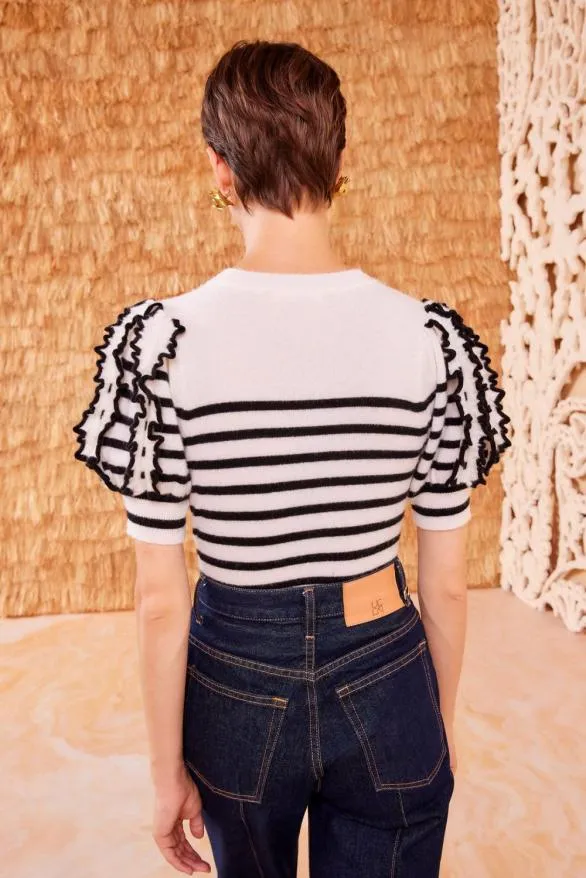 Ottilie Top Noir Stripe Women Ulla Johnson Knits Ottilie Top Noir Stripe Women Ulla Johnson Knits