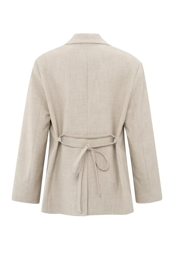 Oversized Blazer With Belt And Classic Lapels Safari Melange Women YAYA Blazers Oversized Blazer With Belt And Classic Lapels Safari Melange Women YAYA Blazers