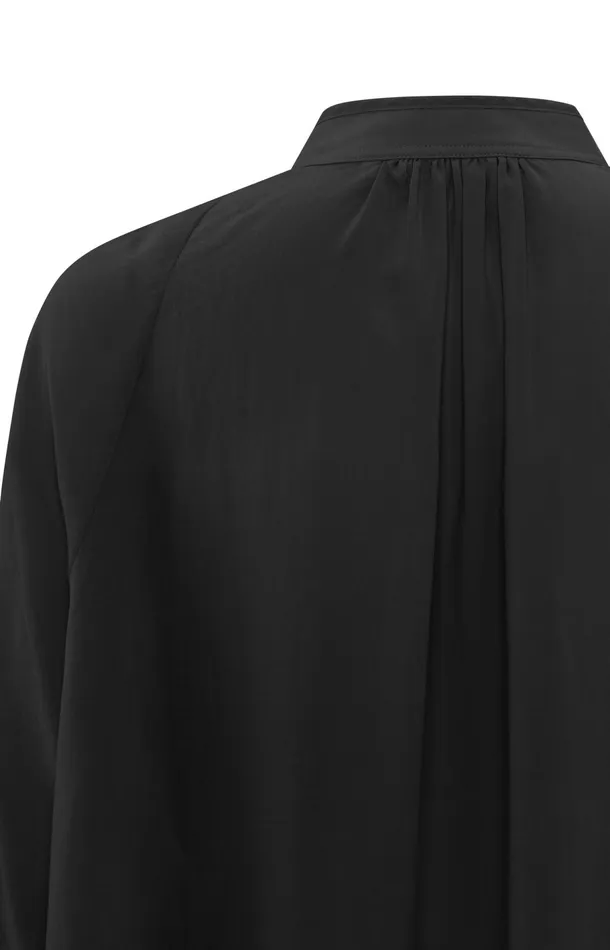 Oversized Blouse With Vneck Big Balloon Sleeves And Button Black Women YAYA Blouses Oversized Blouse With Vneck Big Balloon Sleeves And Button Black Women YAYA Blouses