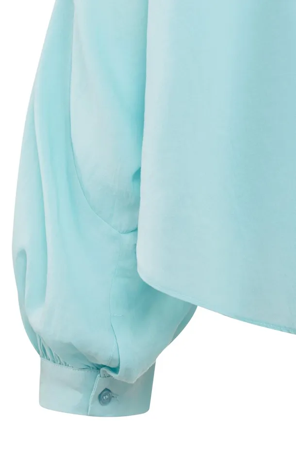Oversized Blouse With Vneck Big Balloon Sleeves And Button Sea Angel Blue Women YAYA Blouses Oversized Blouse With Vneck Big Balloon Sleeves And Button Sea Angel Blue Women YAYA Blouses