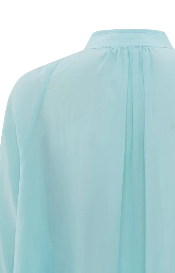 Oversized Blouse With Vneck Big Balloon Sleeves And Button Sea Angel Blue Women YAYA Blouses Oversized Blouse With Vneck Big Balloon Sleeves And Button Sea Angel Blue Women YAYA Blouses