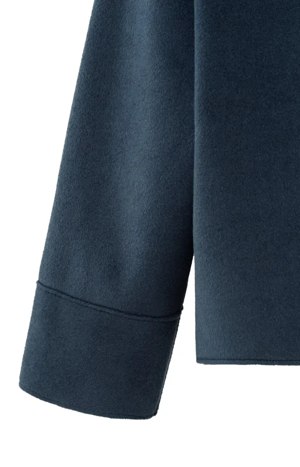 Oversized Dark Blue Sweatshirt With High Neck Outer Space Blue Women YAYA Sweaters Oversized Dark Blue Sweatshirt With High Neck Outer Space Blue Women YAYA Sweaters