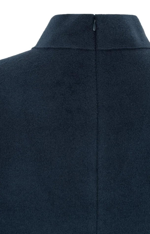 Oversized Dark Blue Sweatshirt With High Neck Outer Space Blue Women YAYA Sweaters Oversized Dark Blue Sweatshirt With High Neck Outer Space Blue Women YAYA Sweaters
