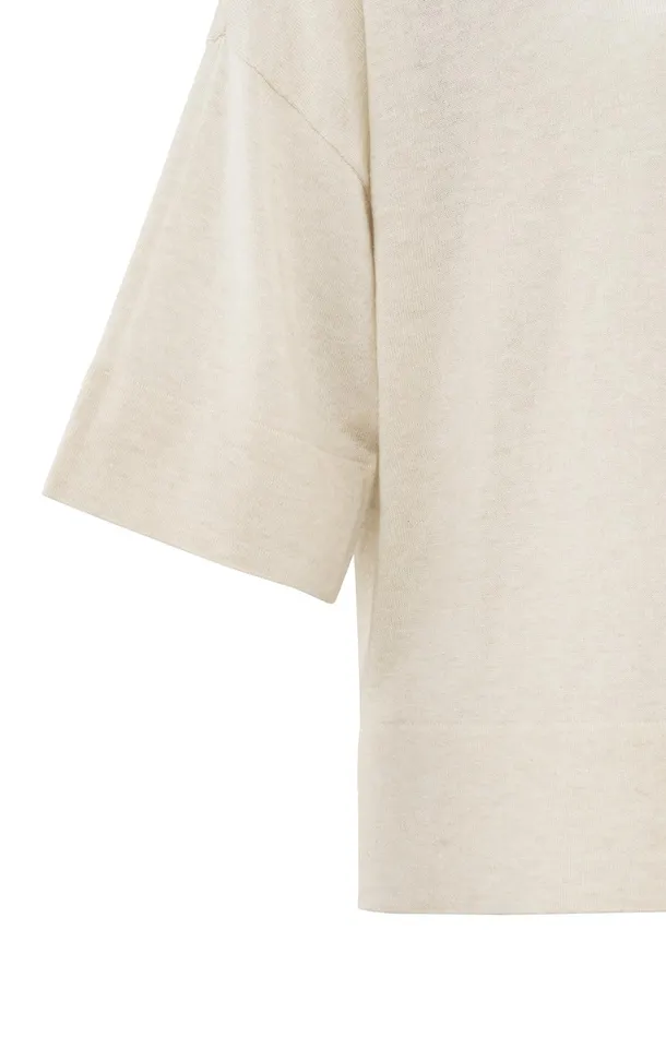 Oversized Fine Knitted Tshirt With Midlength Sleeves Nature Melange Women YAYA Tshirts Oversized Fine Knitted Tshirt With Midlength Sleeves Nature Melange Women YAYA Tshirts
