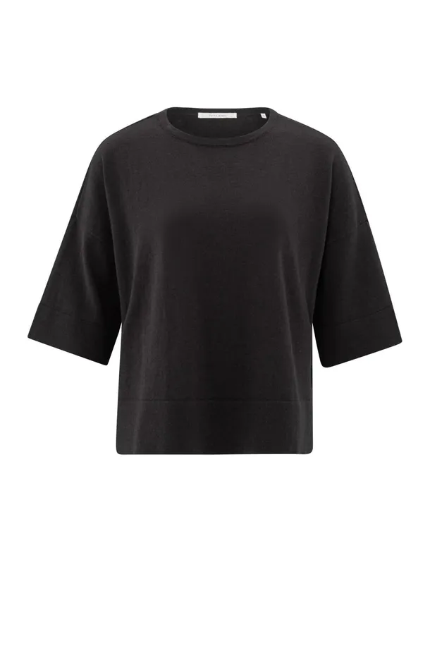 Oversized Fine Knitted Tshirt With Midlength Sleeves Phantom Women YAYA Tshirts Oversized Fine Knitted Tshirt With Midlength Sleeves Phantom Women YAYA Tshirts