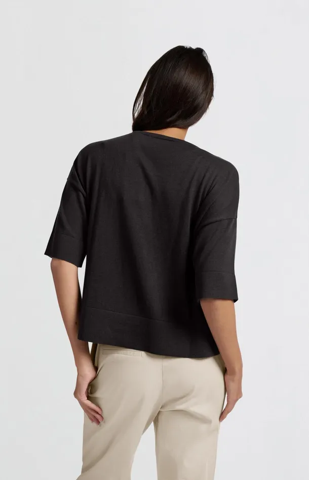 Oversized Fine Knitted Tshirt With Midlength Sleeves Phantom Women YAYA Tshirts Oversized Fine Knitted Tshirt With Midlength Sleeves Phantom Women YAYA Tshirts