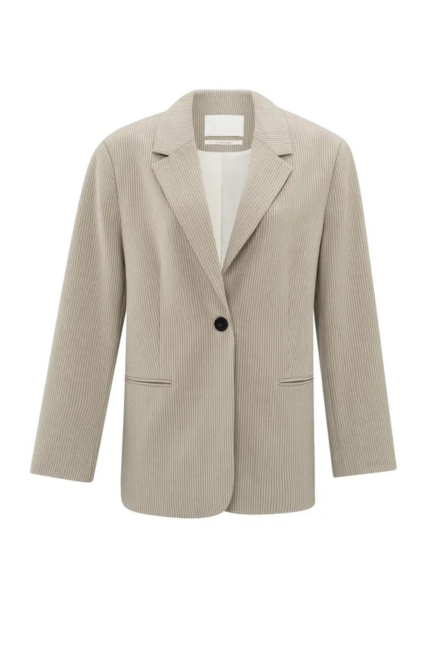 Oversized Pinstripe Blazer With Tie Belt Humus Beige Dessin Women YAYA Blazers Oversized Pinstripe Blazer With Tie Belt Humus Beige Dessin Women YAYA Blazers