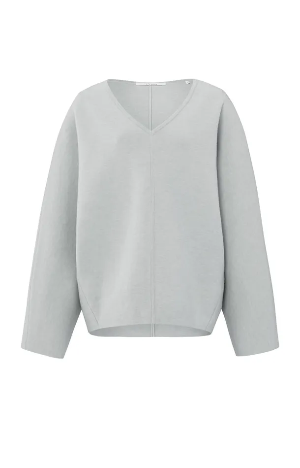 Oversized Sweater With Vneck And Long Sleeves Harbor Mist Grey Women YAYA Sweaters Oversized Sweater With Vneck And Long Sleeves Harbor Mist Grey Women YAYA Sweaters