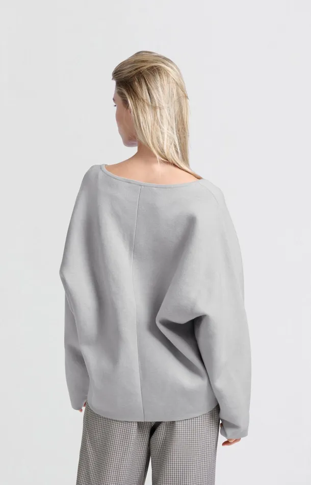 Oversized Sweater With Vneck And Long Sleeves Harbor Mist Grey Women YAYA Sweaters Oversized Sweater With Vneck And Long Sleeves Harbor Mist Grey Women YAYA Sweaters