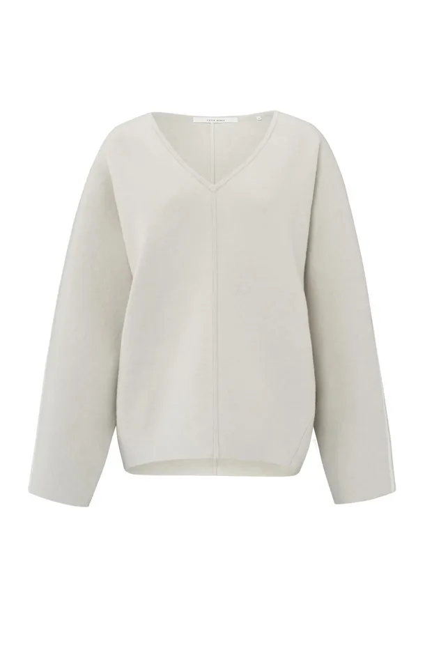 Oversized Sweater With Vneck And Long Sleeves Pumice Stone Beige Women YAYA Sweaters Oversized Sweater With Vneck And Long Sleeves Pumice Stone Beige Women YAYA Sweaters