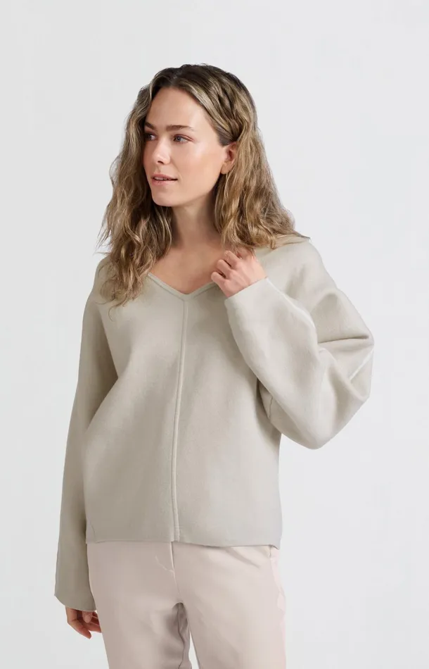 Oversized Sweater With Vneck And Long Sleeves Pumice Stone Beige Women YAYA Sweaters Oversized Sweater With Vneck And Long Sleeves Pumice Stone Beige Women YAYA Sweaters